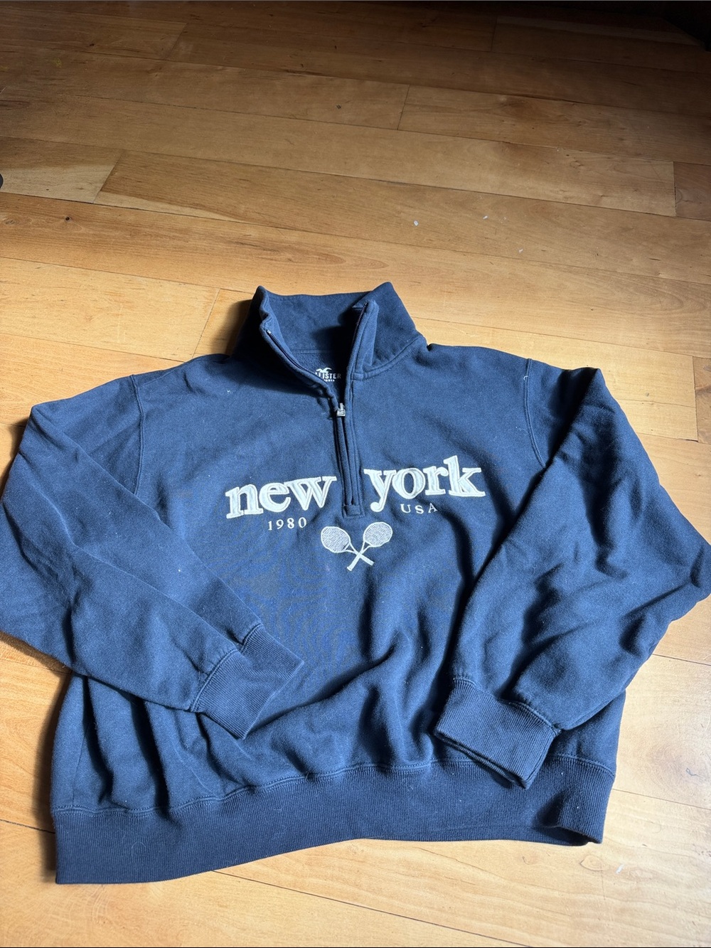 Hollister Navy Quarter-Zip 'New York' Sweatshirt